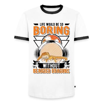 Dragon barbu Cadeau Dragon barbu - T-shirt contrasté Homme - blanc/noir - Devant - AI Model Female 172 light (172cm) & AI Model Male 178 dark (178cm)