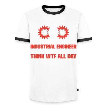 How To Be An Industrial Engineer - Männer Kontrast-T-Shirt - Weiß/Schwarz - Vorne - AI Model Female 172 light (172cm) & AI Model Male 178 dark (178cm)