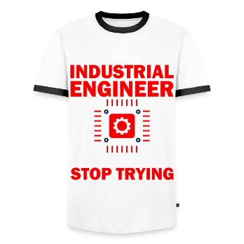 As An Industrial Engineer - Männer Kontrast-T-Shirt - Weiß/Schwarz - Vorne - AI Model Female 172 light (172cm) & AI Model Male 178 dark (178cm)