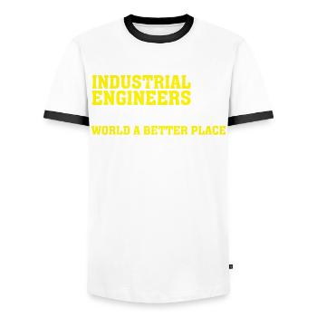 Industrial Engineers Make The World - Männer Kontrast-T-Shirt - Weiß/Schwarz - Vorne - AI Model Female 172 light (172cm) & AI Model Male 178 dark (178cm)