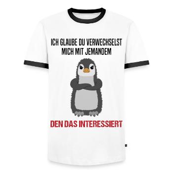 Pinguin Sarkastischer Spruch Lustiges Geschenk - Männer Kontrast-T-Shirt - Weiß/Schwarz - Vorne - AI Model Female 172 light (172cm) & AI Model Male 178 dark (178cm)