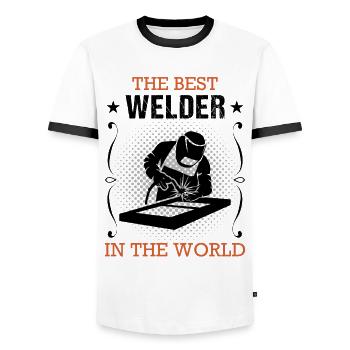 Profession de soudeur Machine à souder Craftsman Cadeau - T-shirt contrasté Homme - blanc/noir - Devant - AI Model Female 172 light (172cm) & AI Model Male 178 dark (178cm)