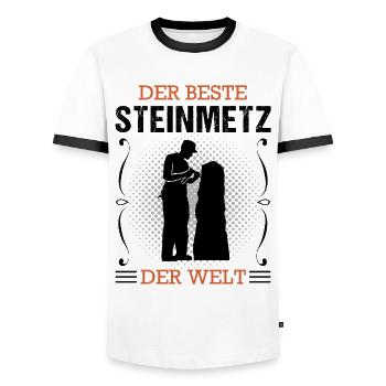 Steinmetz Beruf Ausbildung Handwerker Geschenk - Männer Kontrast-T-Shirt - Weiß/Schwarz - Vorne - AI Model Female 172 light (172cm) & AI Model Male 178 dark (178cm)
