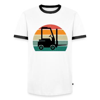 Conducteur de chariot élévateur Chariot élévateur à fourche - T-shirt contrasté Homme - blanc/noir - Devant - AI Model Female 172 light (172cm) & AI Model Male 178 dark (178cm)