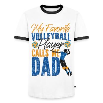 Joueur de volleyball Équipe Papa Père - T-shirt contrasté Homme - blanc/noir - Devant - AI Model Female 172 light (172cm) & AI Model Male 178 dark (178cm)