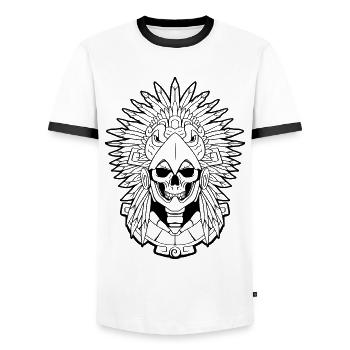 Aztèque Eagle Warrior Mayan Skull Inca - T-shirt contrasté Homme - blanc/noir - Devant - AI Model Female 172 light (172cm) & AI Model Male 178 dark (178cm)