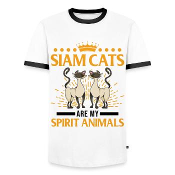 Siamkatzen Ding Siam Cat Siamesische Katze - Männer Kontrast-T-Shirt - Weiß/Schwarz - Vorne - AI Model Female 172 light (172cm) & AI Model Male 178 dark (178cm)