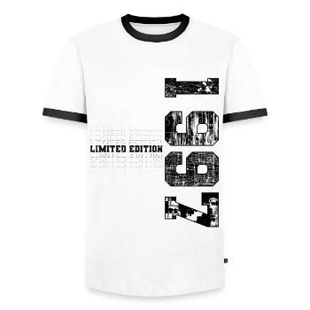 Limited Edition 1997 Year of birth 1997 Birthday - Men's Ringer Shirt - white/black - Front - AI Model Female 172 light (172cm) & AI Model Male 178 dark (178cm)