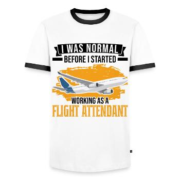 Flight Attendant Gift Flight Attendant - Men's Ringer Shirt - white/black - Front - AI Model Female 172 light (172cm) & AI Model Male 178 dark (178cm)