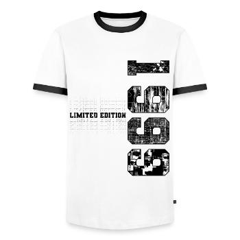 Édition limitée 1999 Année de naissance 1999 Anniversaire - T-shirt contrasté Homme - blanc/noir - Devant - AI Model Female 172 light (172cm) & AI Model Male 178 dark (178cm)