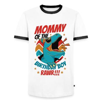Dinosaurier Mama des Geburtstags Jungen - Männer Kontrast-T-Shirt - Weiß/Schwarz - Vorne - AI Model Female 172 light (172cm) & AI Model Male 178 dark (178cm)