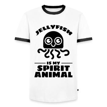 Jellyfish is my spirit Animal Jellyfish - Men's Ringer Shirt - white/black - Front - AI Model Female 172 light (172cm) & AI Model Male 178 dark (178cm)