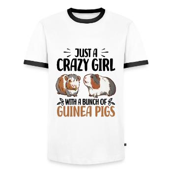 Guinea pig - Men's Ringer Shirt - white/black - Front - AI Model Female 172 light (172cm) & AI Model Male 178 dark (178cm)