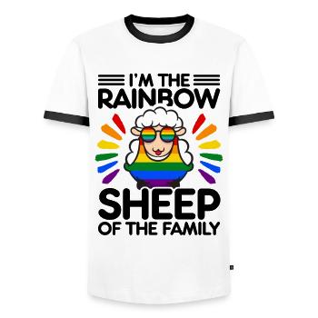 I'm The Rainbow Sheep In The Family Lesbian Love G - Männer Kontrast-T-Shirt - Weiß/Schwarz - Vorne - AI Model Female 172 light (172cm) & AI Model Male 178 dark (178cm)