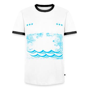 Amateurs de bateau Capitaine de bateau Capitaine Capitaines - T-shirt contrasté Homme - blanc/noir - Devant - AI Model Female 172 light (172cm) & AI Model Male 178 dark (178cm)