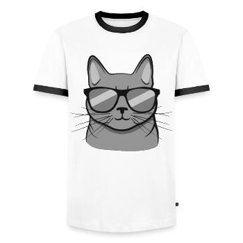 Cat With Sunglasses Funny Kitten Gift - Men's Ringer Shirt - white/black - Front - AI Model Female 172 light (172cm) & AI Model Male 178 dark (178cm)