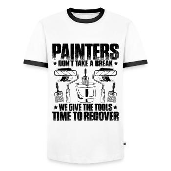 Painter and Varnisher Painter Painter - Men's Ringer Shirt - white/black - Front - AI Model Female 172 light (172cm) & AI Model Male 178 dark (178cm)