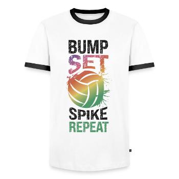 Volleyball Player Team Bump Set - Men's Ringer Shirt - white/black - Front - AI Model Female 172 light (172cm) & AI Model Male 178 dark (178cm)