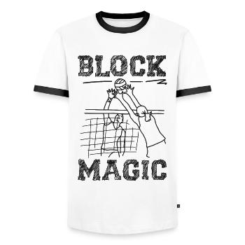 Volleyball Player Team Block Magic - Männer Kontrast-T-Shirt - Weiß/Schwarz - Vorne - AI Model Female 172 light (172cm) & AI Model Male 178 dark (178cm)