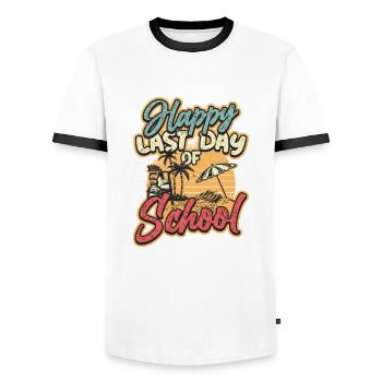 Happy last day of school - Men's Ringer Shirt - white/black - Front - AI Model Female 172 light (172cm) & AI Model Male 178 dark (178cm)