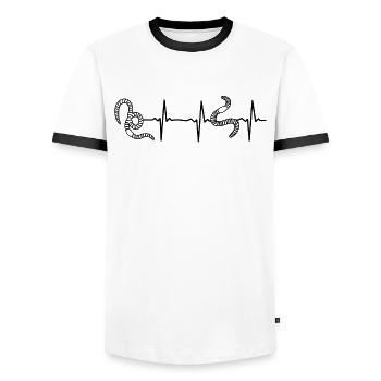 Wurm Herzschlag Würmer Herzschlag Herzwurm - Männer Kontrast-T-Shirt - Weiß/Schwarz - Vorne - AI Model Female 172 light (172cm) & AI Model Male 178 dark (178cm)