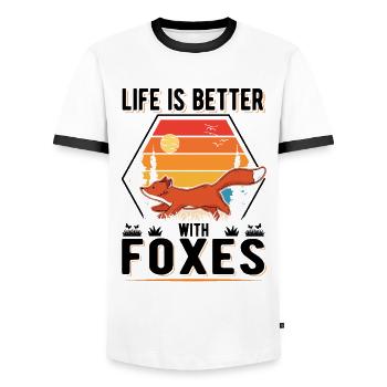 Life is better with Foxes Fuchs - Männer Kontrast-T-Shirt - Weiß/Schwarz - Vorne - AI Model Female 172 light (172cm) & AI Model Male 178 dark (178cm)