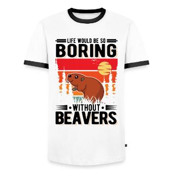Life would be so boring without Beavers Biber - Männer Kontrast-T-Shirt - Weiß/Schwarz - Vorne - AI Model Female 172 light (172cm) & AI Model Male 178 dark (178cm)