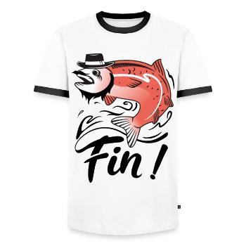French Fin Saying - Men's Ringer Shirt - white/black - Front - AI Model Female 172 light (172cm) & AI Model Male 178 dark (178cm)