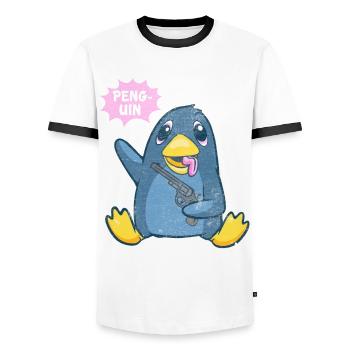 Cute Penguin Ice Bird Arctic Animal Lover - Männer Kontrast-T-Shirt - Weiß/Schwarz - Vorne - AI Model Female 172 light (172cm) & AI Model Male 178 dark (178cm)