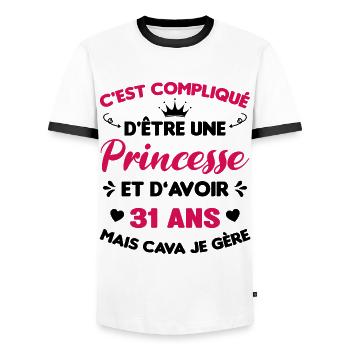 Princesse 31 Ans Idée Cadeau Anniversaire Amour - T-shirt contrasté Homme - blanc/noir - Devant - AI Model Female 172 light (172cm) & AI Model Male 178 dark (178cm)