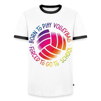 Volleyball Player Team Born To - Men's Ringer Shirt - white/black - Front - AI Model Female 172 light (172cm) & AI Model Male 178 dark (178cm)