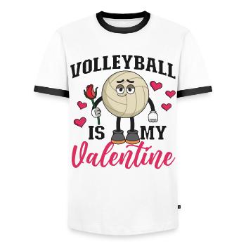 Volleyball Player Team Valentines - Men's Ringer Shirt - white/black - Front - AI Model Female 172 light (172cm) & AI Model Male 178 dark (178cm)