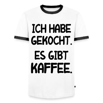 Lustiger Kaffee Spruch Tasse Espresso Fun Geschenk - Männer Kontrast-T-Shirt - Weiß/Schwarz - Vorne - AI Model Female 172 light (172cm) & AI Model Male 178 dark (178cm)