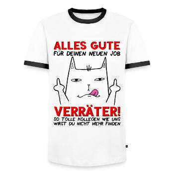 Jobwechsel Neuer Job Abschied Abschiedsgeschenk - Männer Kontrast-T-Shirt - Weiß/Schwarz - Vorne - AI Model Female 172 light (172cm) & AI Model Male 178 dark (178cm)