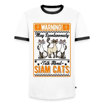 Siamkatze Geschenk Siamesische Katze Siam Cat - Männer Kontrast-T-Shirt - Weiß/Schwarz - Vorne - AI Model Female 172 light (172cm) & AI Model Male 178 dark (178cm)