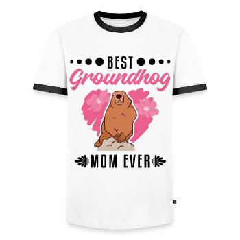 Marmot Mama Groundhog Mom Woodchuck - Men's Ringer Shirt - white/black - Front - AI Model Female 172 light (172cm) & AI Model Male 178 dark (178cm)