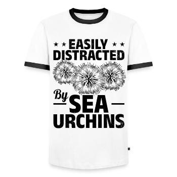 Sea urchin lovers Sea animal easily from sea urchins - Men's Ringer Shirt - white/black - Front - AI Model Female 172 light (172cm) & AI Model Male 178 dark (178cm)