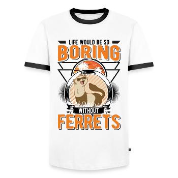 La vie serait si ennuyeuse sans Furets Frettchen - T-shirt contrasté Homme - blanc/noir - Devant - AI Model Female 172 light (172cm) & AI Model Male 178 dark (178cm)