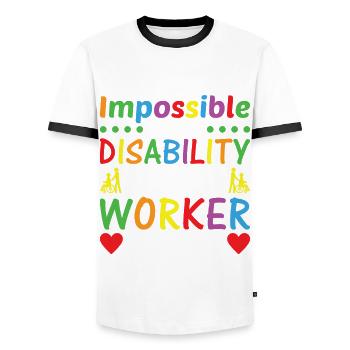 It Always Seems Impossible - Männer Kontrast-T-Shirt - Weiß/Schwarz - Vorne - AI Model Female 172 light (172cm) & AI Model Male 178 dark (178cm)