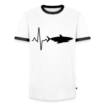 Shark Heartbeat - Men's Ringer Shirt - white/black - Front - AI Model Female 172 light (172cm) & AI Model Male 178 dark (178cm)