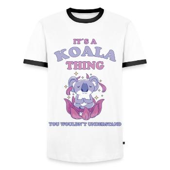 Koala Saying Australia Marsupial Koalas Gift - Men's Ringer Shirt - white/black - Front - AI Model Female 172 light (172cm) & AI Model Male 178 dark (178cm)