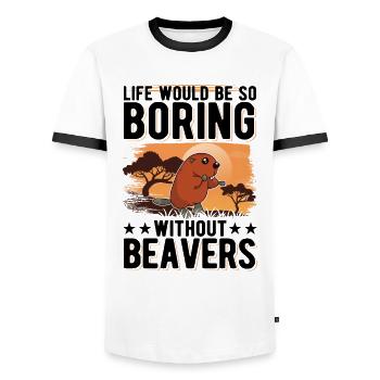 Life would be so boring without Beavers Biber - Männer Kontrast-T-Shirt - Weiß/Schwarz - Vorne - AI Model Female 172 light (172cm) & AI Model Male 178 dark (178cm)