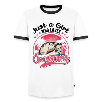 Opossum Girl Possum Pouch Rat - Men's Ringer Shirt - white/black - Front - AI Model Female 172 light (172cm) & AI Model Male 178 dark (178cm)