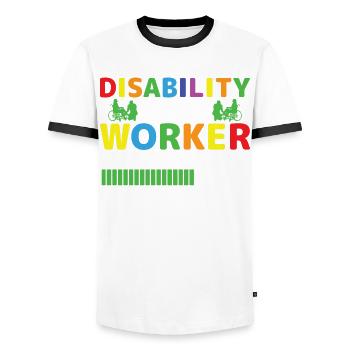 Disability Social Worker In Progress - Men's Ringer Shirt - white/black - Front - AI Model Female 172 light (172cm) & AI Model Male 178 dark (178cm)