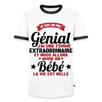 Je suis un mec génial j'ai une femme extraordinair - T-shirt contrasté Homme - blanc/noir - Devant - AI Model Female 172 light (172cm) & AI Model Male 178 dark (178cm)