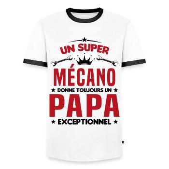 Mécano papa cadeau drôle fête des pères garagiste - T-shirt contrasté Homme - blanc/noir - Devant - AI Model Female 172 light (172cm) & AI Model Male 178 dark (178cm)