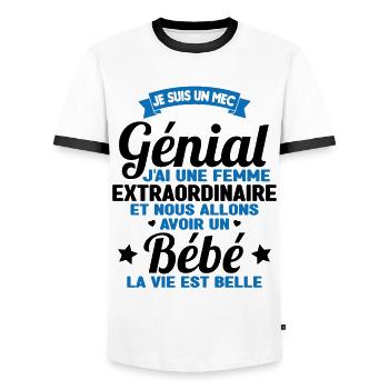 Je suis un mec génial j'ai une femme extraordinair - T-shirt contrasté Homme - blanc/noir - Devant - AI Model Female 172 light (172cm) & AI Model Male 178 dark (178cm)