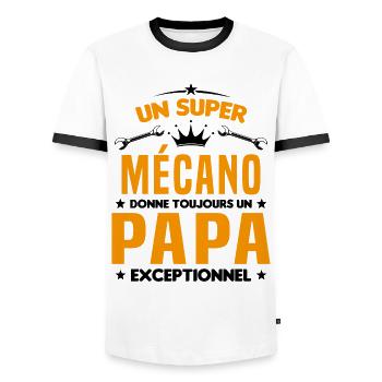 Mécano papa cadeau drôle fête des pères garagiste - T-shirt contrasté Homme - blanc/noir - Devant - AI Model Female 172 light (172cm) & AI Model Male 178 dark (178cm)