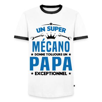 Mécano papa cadeau drôle fête des pères garagiste - T-shirt contrasté Homme - blanc/noir - Devant - AI Model Female 172 light (172cm) & AI Model Male 178 dark (178cm)