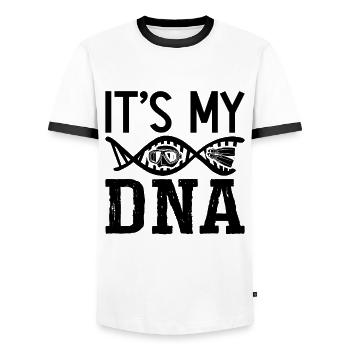 Freediving Gift Idea - Men's Ringer Shirt - white/black - Front - AI Model Female 172 light (172cm) & AI Model Male 178 dark (178cm)